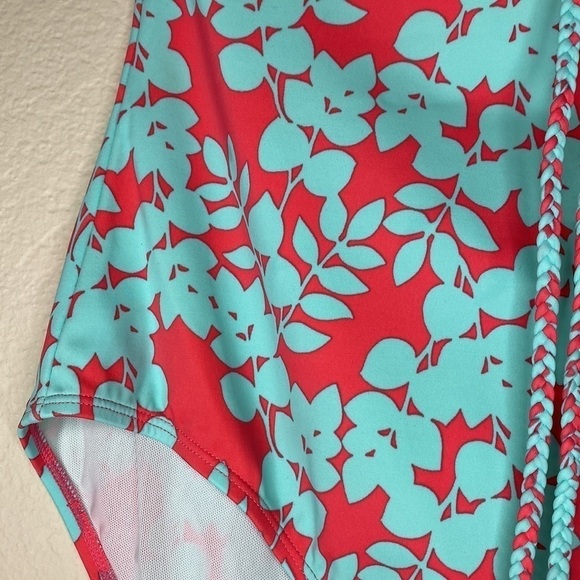 Boden one piece swimsuit women US 10 pink green flowers - Picture 2 of 4